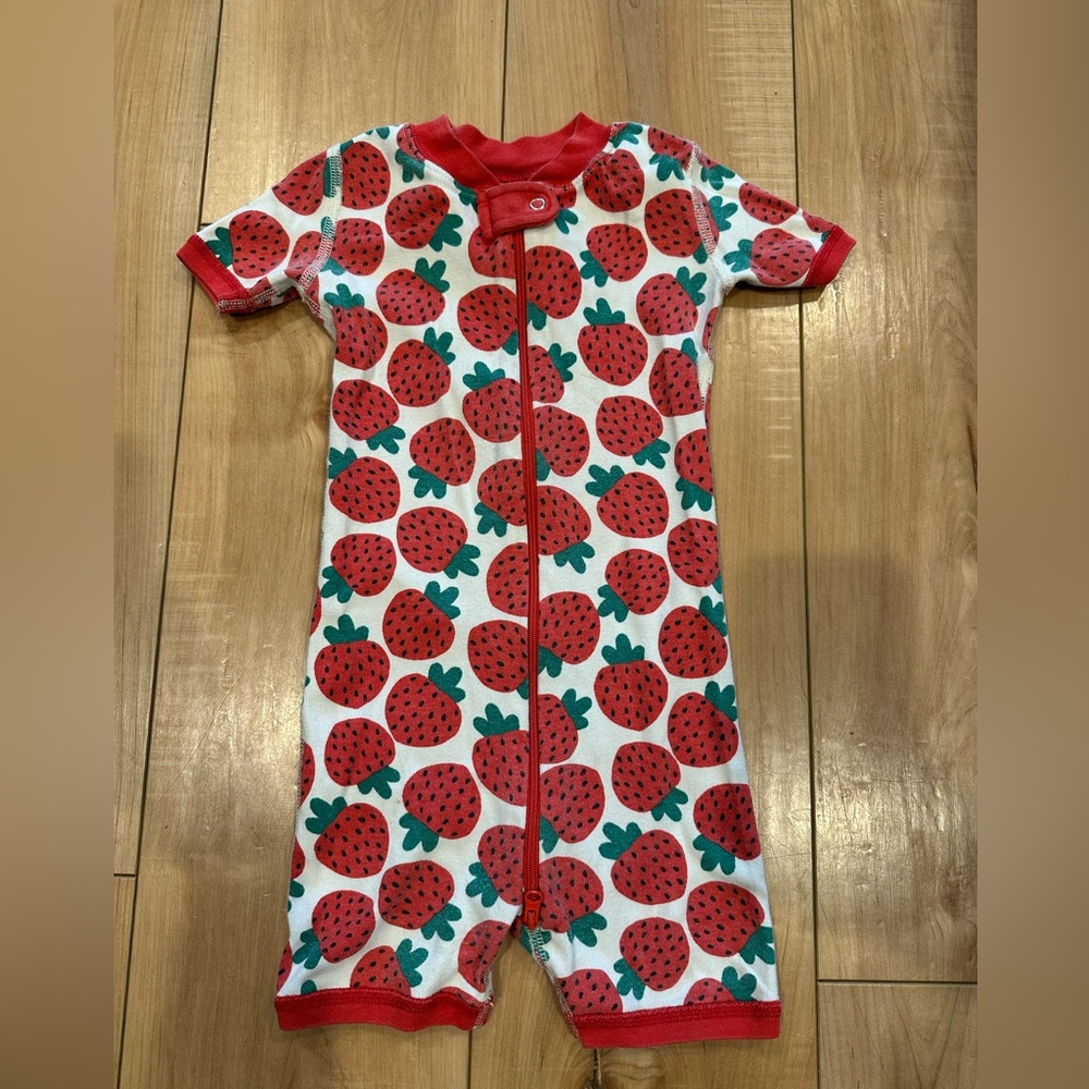Hanna Andersson Red Strawberry Print Kids Footie